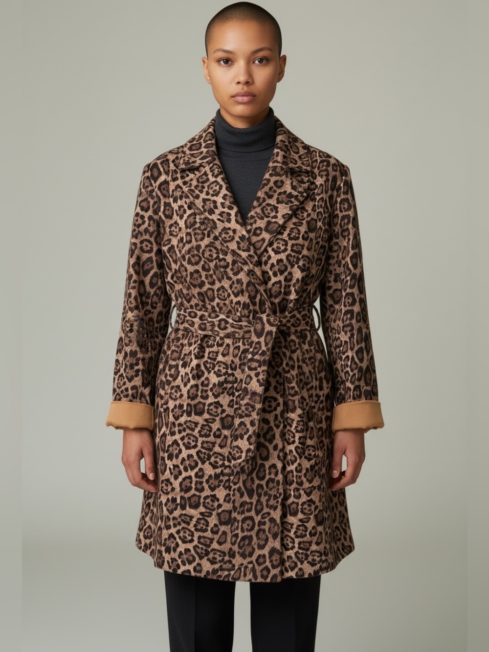 Windsor Leopard Print Coat in Brown and Black size L
